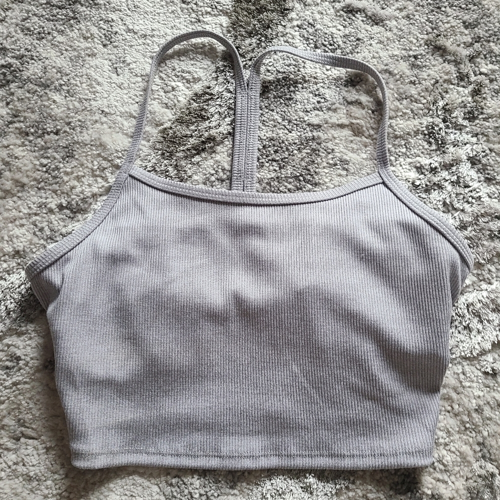 ALO Yoga Gray Ribbed Tank Top
